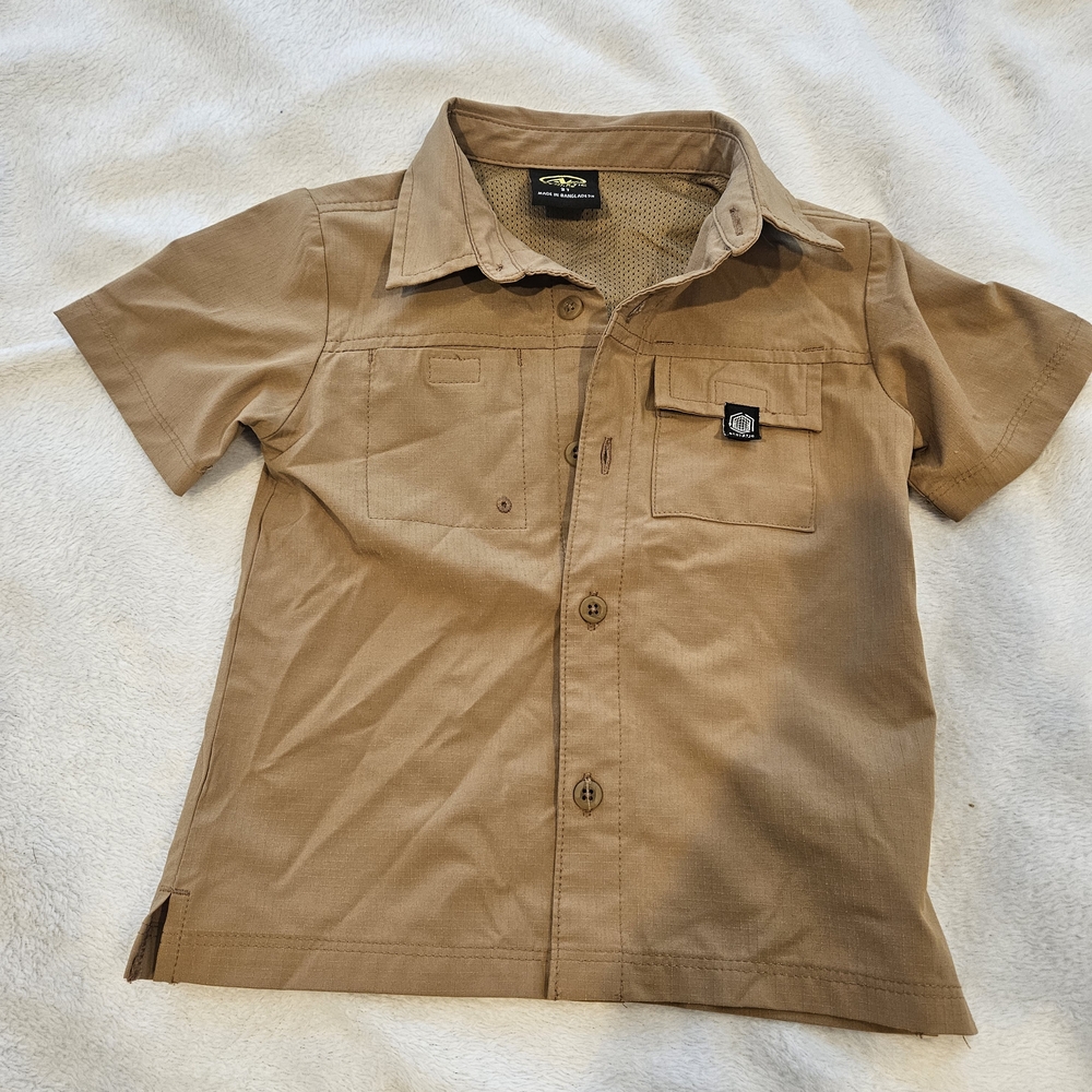 Athletic Works Tan Short-Sleeve Button-Down Shirt